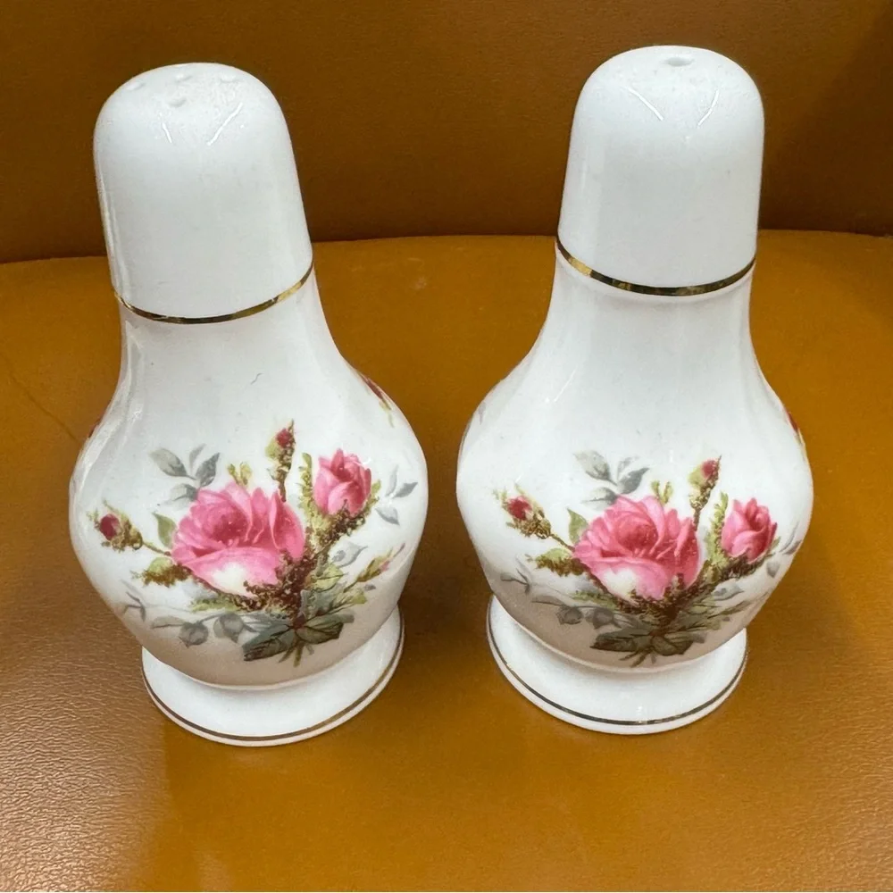 Bone China Salt & Pepper Set Grandmother's Rose by Hammersley Made in England